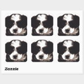 Zwarte en witte Maltese papaverhond Vierkante Sticker (Vel)