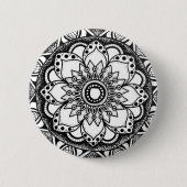 Zwarte en Witte Mandala Button (Voorkant)