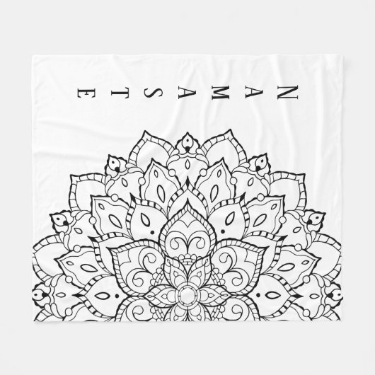 Zwarte en witte mandala Fleece Blanket (Voorkant (Horizontaal))