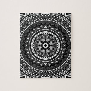 Zwarte en witte mandala legpuzzel