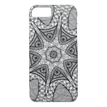 Zwarte en Witte Mandala mobiele telefoontas