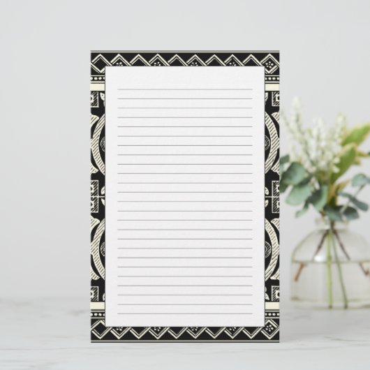 Zwarte en Witte Mandala Motif door Vision Studio Briefpapier (Staand voorkant)