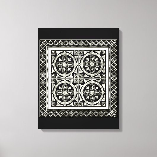 Zwarte en Witte Mandala Motif door Vision Studio Canvas Afdruk (Voorkant)