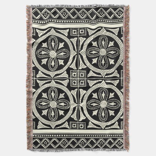 Zwarte en Witte Mandala Motif door Vision Studio Deken (Voorkant Verticaal)