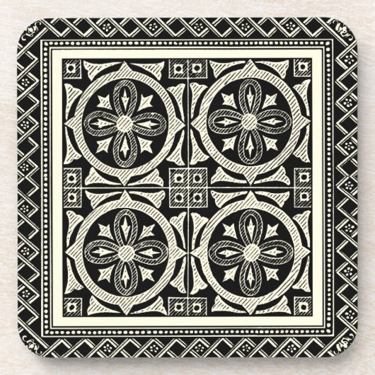 Zwarte en Witte Mandala Motif door Vision Studio Drankjes Onderzetter (Voorkant)
