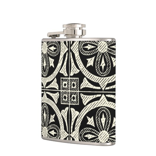 Zwarte en Witte Mandala Motif door Vision Studio Heupfles (Links)