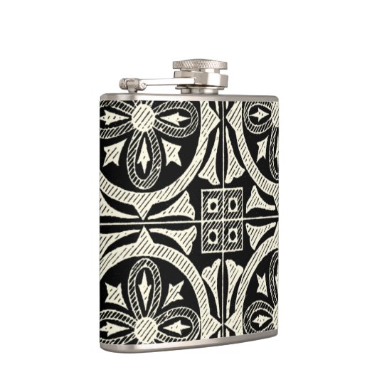 Zwarte en Witte Mandala Motif door Vision Studio Heupfles (Rechts)