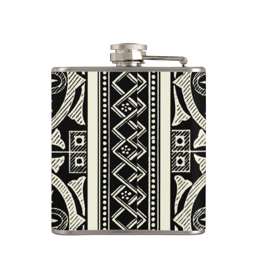 Zwarte en Witte Mandala Motif door Vision Studio Heupfles (Achterkant)