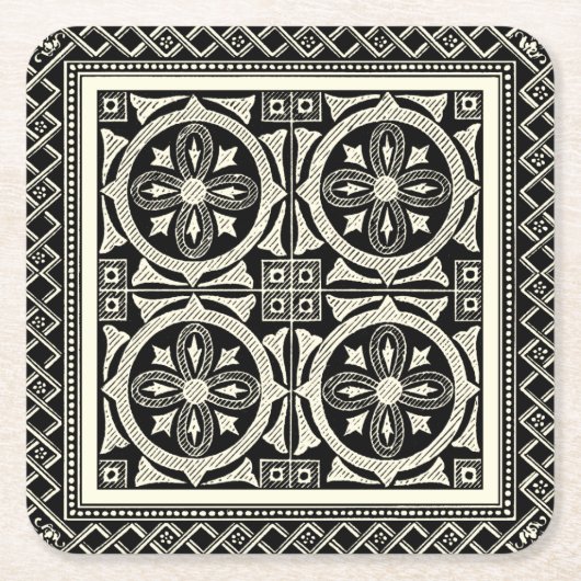 Zwarte en Witte Mandala Motif door Vision Studio Kartonnen Onderzetters (Voorkant)