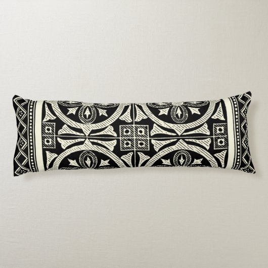 Zwarte en Witte Mandala Motif door Vision Studio Lichaamskussen (Achterkant)