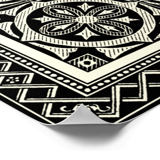 Zwarte en Witte Mandala Motif door Vision Studio Poster (Hoek)