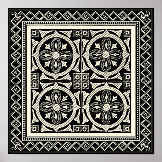 Zwarte en Witte Mandala Motif door Vision Studio Poster (Voorkant)
