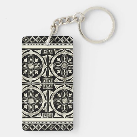 Zwarte en Witte Mandala Motif door Vision Studio Sleutelhanger (achterkant)