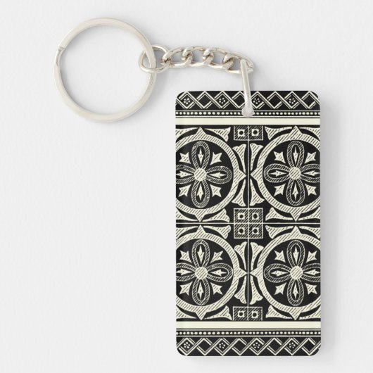 Zwarte en Witte Mandala Motif door Vision Studio Sleutelhanger (Voorkant)