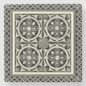 Zwarte en Witte Mandala Motif door Vision Studio Stenen Onderzetter (Voorkant)