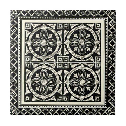 Zwarte en Witte Mandala Motif door Vision Studio Tegeltje (Voorkant)