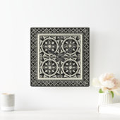 Zwarte en Witte Mandala Motif door Vision Studio Vierkante Klok (Huis)