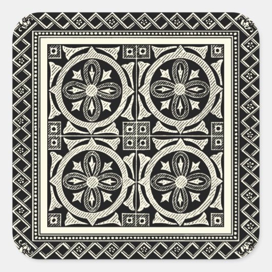 Zwarte en Witte Mandala Motif door Vision Studio Vierkante Sticker (Voorkant)