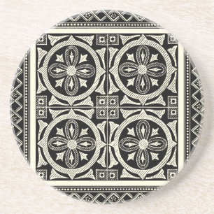 Zwarte en Witte Mandala Motif door Vision Studio Zandsteen Onderzetter