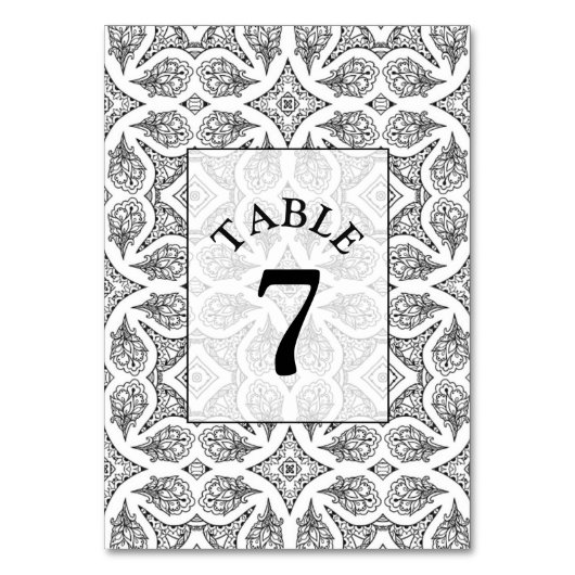 Zwarte en Witte Mandala Weduwingstabel Kaart (Voorkant)