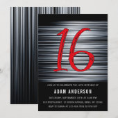 Zwarte en witte Mannen-verjaardag 16e Kaart (Voorkant / Achterkant)