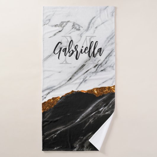 Zwarte en witte marmer bad handdoek (Badhanddoek)