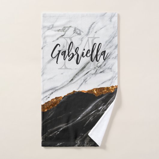 Zwarte en witte marmer bad handdoek (Handdoek)