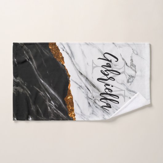 Zwarte en witte marmer bad handdoek (Handdoek)