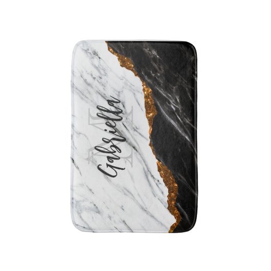 Zwarte en witte marmer badmat (Voorkant Verticaal)