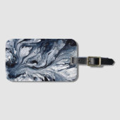 Zwarte en witte marmer bagagelabel (Voorkant (horizontaal))