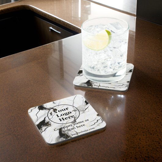 Zwarte en witte marmer bier onderzetter