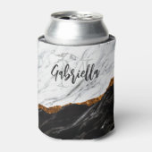 Zwarte en witte marmer blikjeskoeler (Blikje Voorkant)