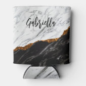 Zwarte en witte marmer blikjeskoeler (Voorkant)