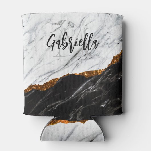 Zwarte en witte marmer blikjeskoeler (Achterkant)