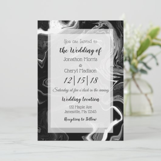 Zwarte en witte marmer bruilding kaart (Staand voorkant)