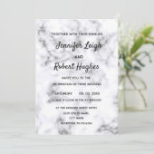 Zwarte en witte marmer bruiloft kaart (Staand voorkant)