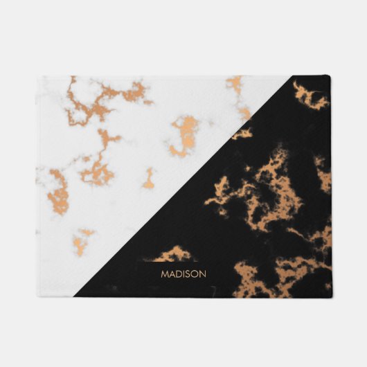 Zwarte en witte marmer deurmat (Voorkant)