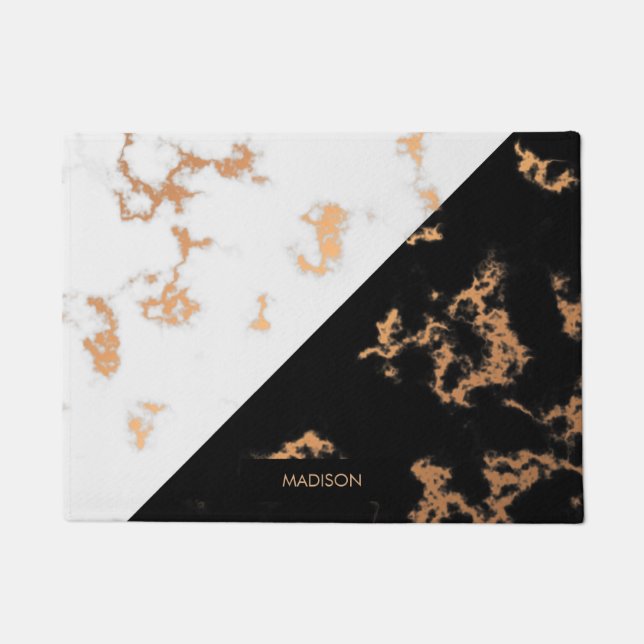 Zwarte en witte marmer deurmat (Voorkant)