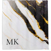 Zwarte en witte marmer douchegordijn (Voorkant)