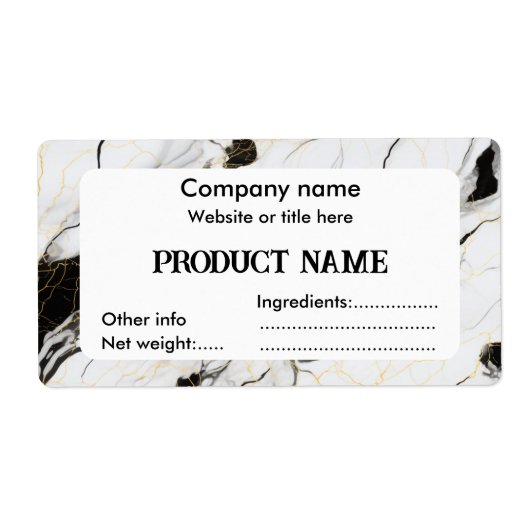 Zwarte en witte marmer etiket (Voorkant)