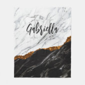 Zwarte en witte marmer fleece deken (Voorkant)