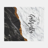 Zwarte en witte marmer fleece deken (Voorkant (Horizontaal))