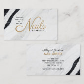 Zwarte en witte marmer Gold-nagels, op naam Visitekaartje (Voorkant / Achterkant)