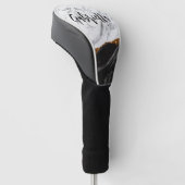 Zwarte en witte marmer golfheadcover (Schuin)