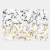 Zwarte en witte marmer-goudmousserende vlokken inpakpapier vel (Voorkant)