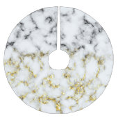 Zwarte en witte marmer-goudmousserende vlokken kerstboom rok (Voorkant)