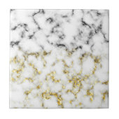 Zwarte en witte marmer-goudmousserende vlokken tegeltje (Voorkant)