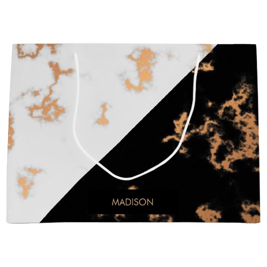 Zwarte en witte marmer groot cadeauzakje (Voorkant)