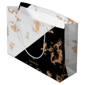 Zwarte en witte marmer groot cadeauzakje (Achterkant Gekanteld)