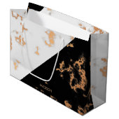 Zwarte en witte marmer groot cadeauzakje (Voorkant Gekanteld)